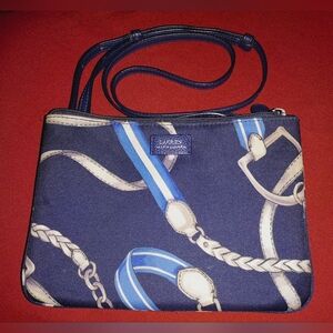 "Lauren - Ralph Lauren" Chadwick Navy Blue  Equestrian Xbody Bag